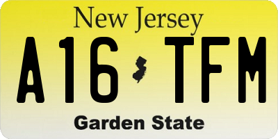 NJ license plate A16TFM