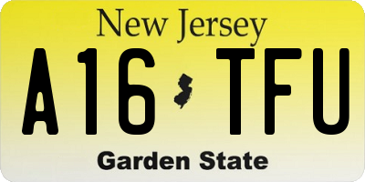 NJ license plate A16TFU