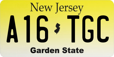 NJ license plate A16TGC