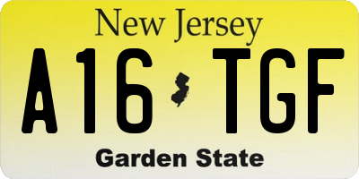 NJ license plate A16TGF
