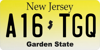 NJ license plate A16TGQ