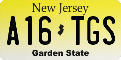 NJ license plate A16TGS