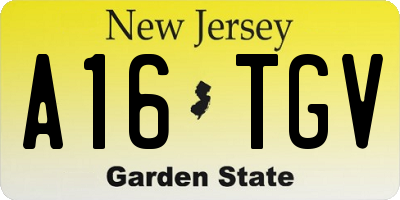 NJ license plate A16TGV