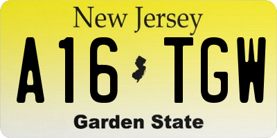 NJ license plate A16TGW