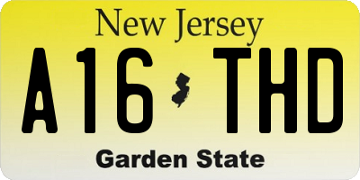 NJ license plate A16THD