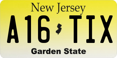 NJ license plate A16TIX