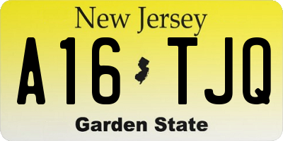 NJ license plate A16TJQ