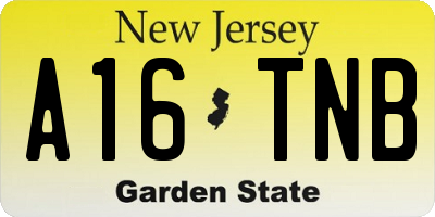 NJ license plate A16TNB