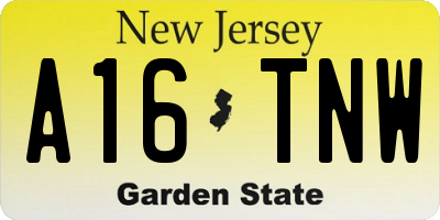 NJ license plate A16TNW