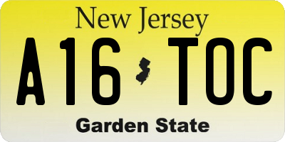 NJ license plate A16TOC