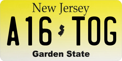 NJ license plate A16TOG