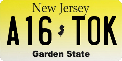 NJ license plate A16TOK