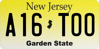 NJ license plate A16TOO