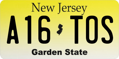 NJ license plate A16TOS