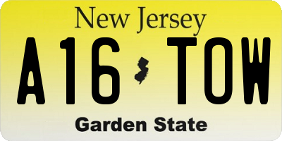 NJ license plate A16TOW