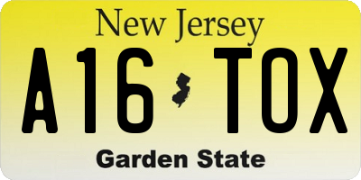 NJ license plate A16TOX