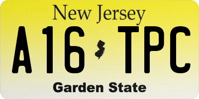 NJ license plate A16TPC