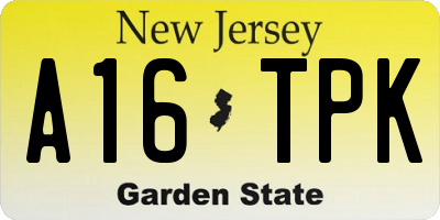 NJ license plate A16TPK