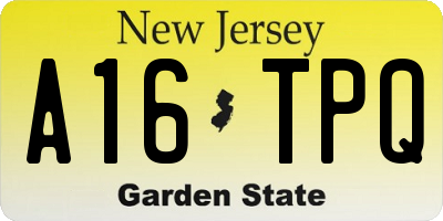 NJ license plate A16TPQ