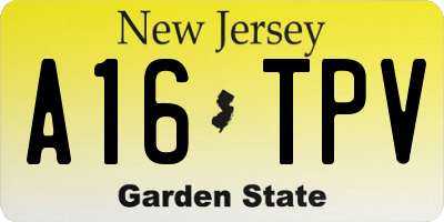NJ license plate A16TPV