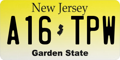 NJ license plate A16TPW