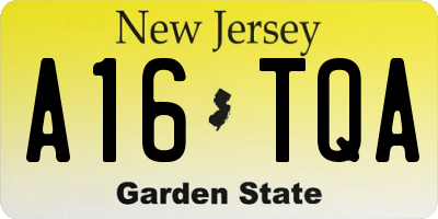 NJ license plate A16TQA
