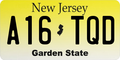 NJ license plate A16TQD