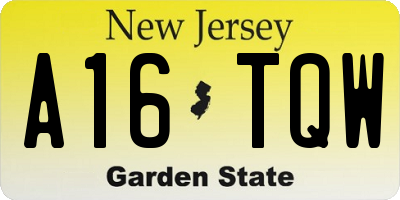 NJ license plate A16TQW