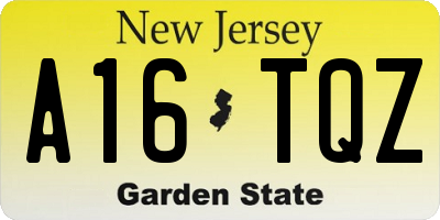 NJ license plate A16TQZ