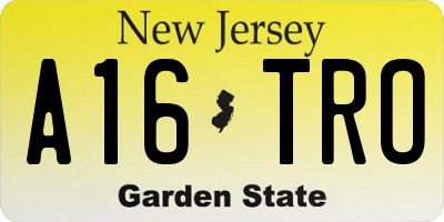 NJ license plate A16TRO