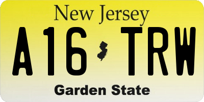 NJ license plate A16TRW