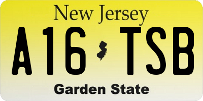 NJ license plate A16TSB