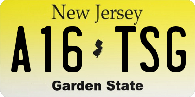 NJ license plate A16TSG