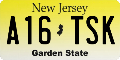 NJ license plate A16TSK