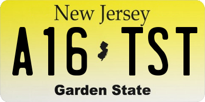 NJ license plate A16TST