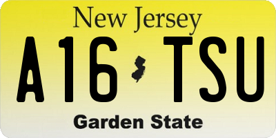NJ license plate A16TSU