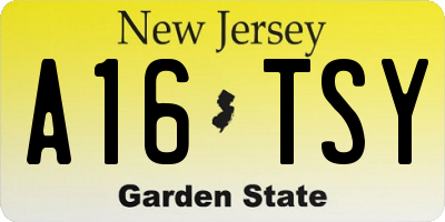 NJ license plate A16TSY