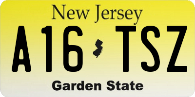 NJ license plate A16TSZ