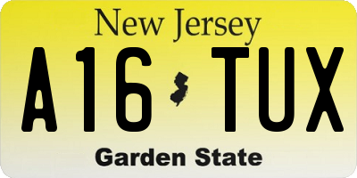 NJ license plate A16TUX