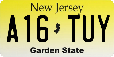 NJ license plate A16TUY