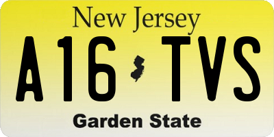 NJ license plate A16TVS