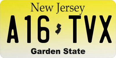 NJ license plate A16TVX