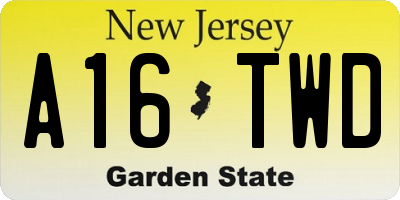 NJ license plate A16TWD