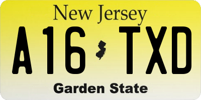 NJ license plate A16TXD