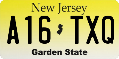 NJ license plate A16TXQ