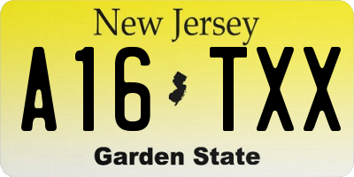 NJ license plate A16TXX