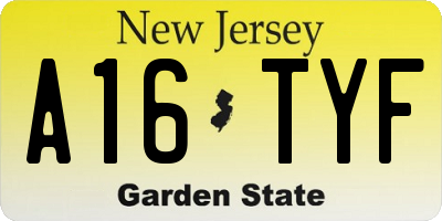 NJ license plate A16TYF