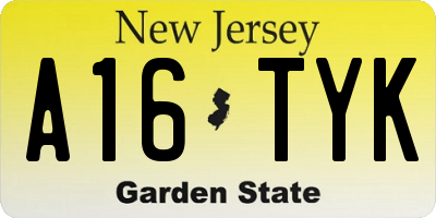 NJ license plate A16TYK