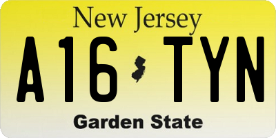 NJ license plate A16TYN