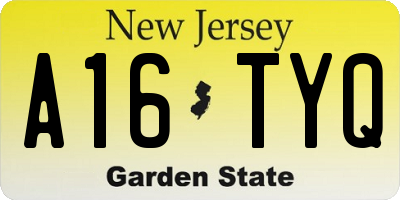 NJ license plate A16TYQ